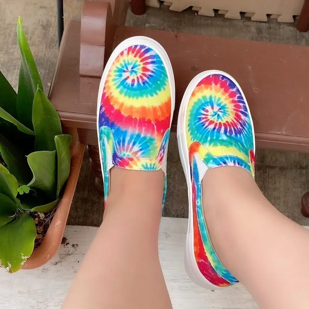 Rainbow Tie Dye Tennis Sneakers